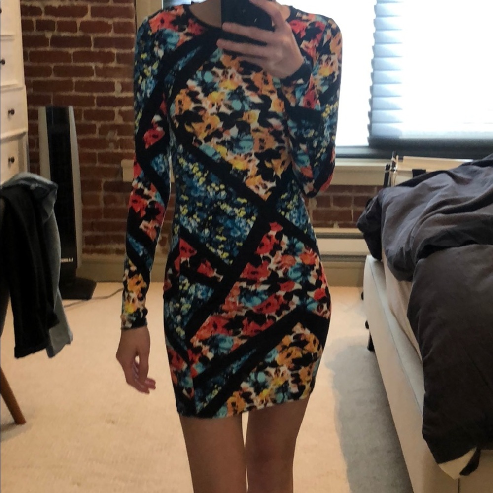 Topshop body con long sleeve dress